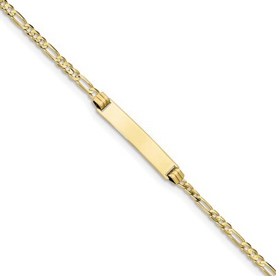 7 Inch Figaro Link ID Bracelet 10k Gold 10FG80ID-7, MPN: 10FG80ID-7, 191101596810