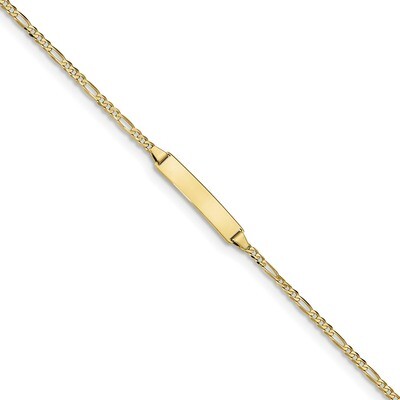 7 Inch Figaro Link ID Bracelet 10k Gold 10FIG060ID-7, MPN: 10FIG060ID-7, 191101596858