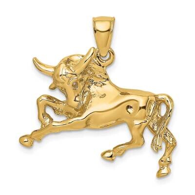 Raging Bull with Horns Charm 14k Gold Polished K6491, MPN: K6491, 637218185153