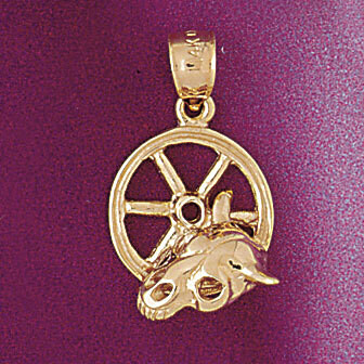 Dazzlers Jewelry Bull Skull Pendant Necklace Charm Bracelet in Yellow, White or Rose Gold 5255, MPN…