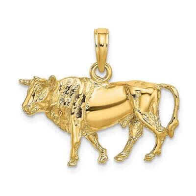 Bull with Horns Charm 14k Gold 3-D K6521, MPN: K6521, 637218035250