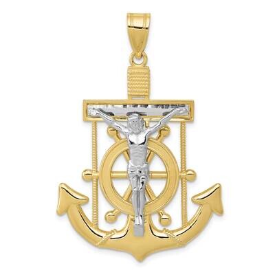 Two-Tone Diamond-Cut Mariner&#39;s Cross Pendant 10k Gold 10C3717, MPN: 10C3717,