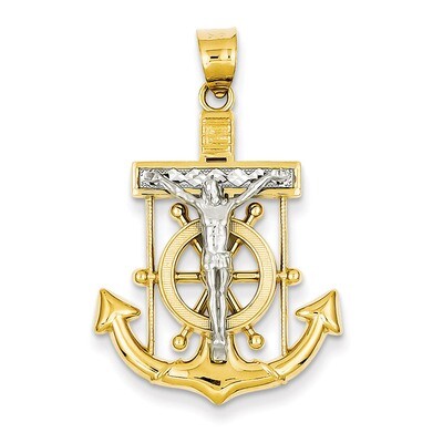Diamond-cut Mariner&#39;s Cross Pendant 14k Two-Tone Gold C3715, MPN: C3715, 886774617442