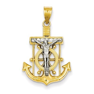 Diamond-cut Mariner&#39;s Cross Pendant 14k Two-Tone Gold C3714, MPN: C3714, 191101095238