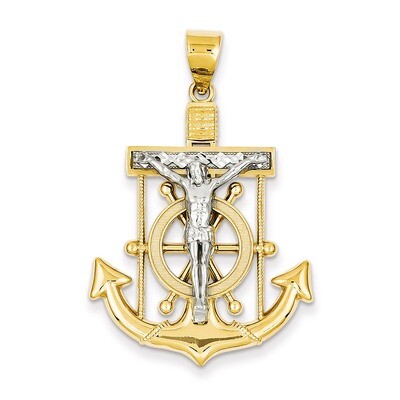 Diamond-cut Mariner&#39;s Cross Pendant 14k Two-Tone Gold C3716, MPN: C3716, 886774617503