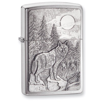 Zippo Timberwolves Emblem Brushed Chrome Lighter GL8400, MPN: GL8400, 41689208554