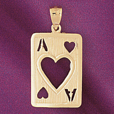 Dazzlers Jewelry Playing Cards Ace Heart Pendant Necklace Charm Bracelet in Yellow, White or Rose G…