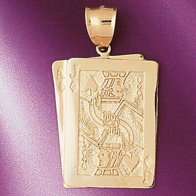 Dazzlers Jewelry Playing Cards Ace Jack Pendant Necklace Charm Bracelet in Yellow, White or Rose Go…