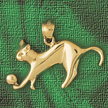 Dazzlers Jewelry Playing Cat and Ball Pendant Necklace Charm Bracelet in Yellow, White or Rose Gold…