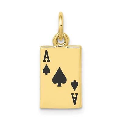 Enameled Ace of Spades Card Charm 10k Gold 10K1874, MPN: 10K1874,
