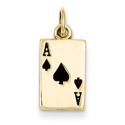 Enameled Ace of Spades Card Charm 14k Gold K1874, MPN: K1874, 883957901497