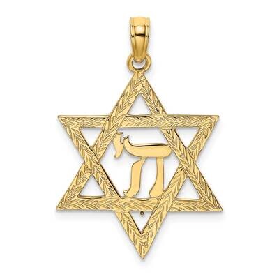 Jewish Star with Chi Center Charm 14k Gold K8448, MPN: K8448, 637218038251