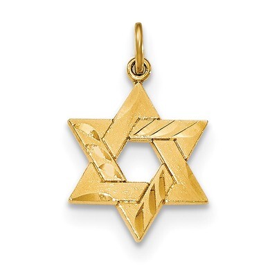 Engraved Jewish Star Pendant Sterling Silver Gold-tone QC8456, MPN: QC8456, 191101366062