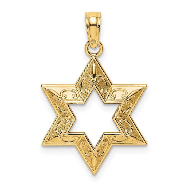 Textured Jewish Star of David Charm 14k Gold 2-D K8453, MPN: K8453, 637218138630