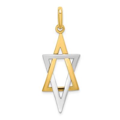 Elongated Jewish Star of David Charm 14k Gold Rhodium K2309, MPN: K2309, 637218103218