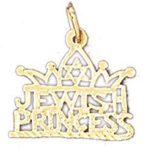 Dazzlers Jewelry Jewish Princess Pendant Necklace Charm Bracelet in Yellow, White or Rose Gold 1040…