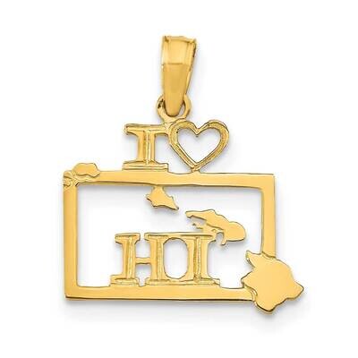 Hawaii State Pendant 14k Gold Solid D1158, MPN: D1158,
