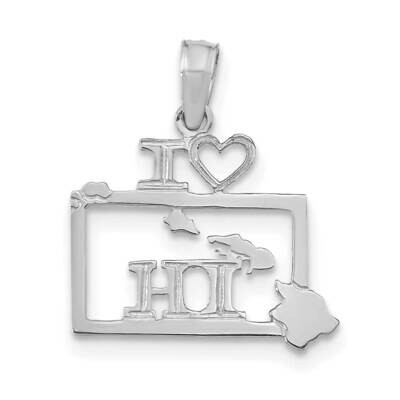 Hawaii State Pendant 14k White Gold Solid D1158W, MPN: D1158W,