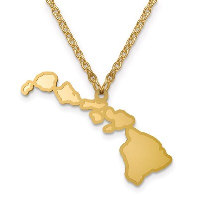 Hawaii State Pendant with Chain Engravable Gold-plated on Sterling Silver, MPN: XNA706GP-HI, 886774…