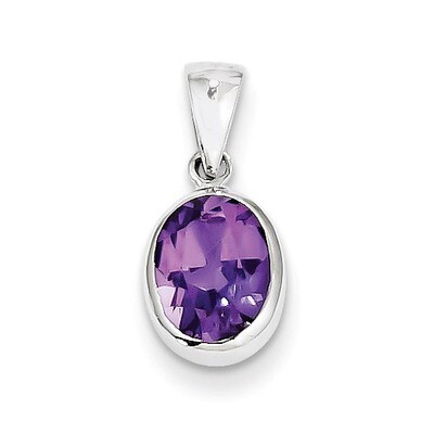 Amethyst Pendant Sterling Silver Rhodium QDX430, MPN: QDX430, 883957496153