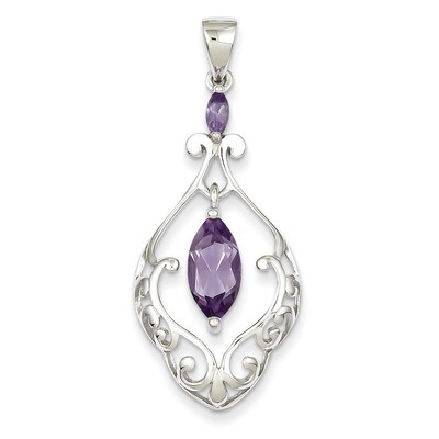 Amethyst Fancy Pendant Sterling Silver QP2431, MPN: QP2431, 883957435541