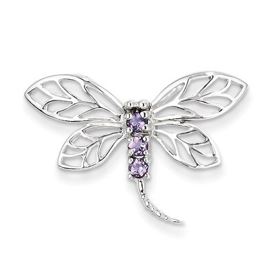 Amethyst Dragonfly Pendant Sterling Silver Rhodium QDX376, MPN: QDX376, 883957496115