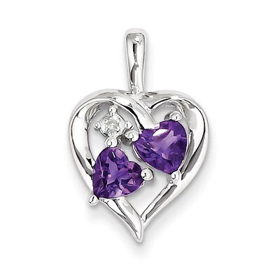 Amethyst Diamond Pendant Sterling Silver QP3139AM, MPN: QP3139AM, 883957497358