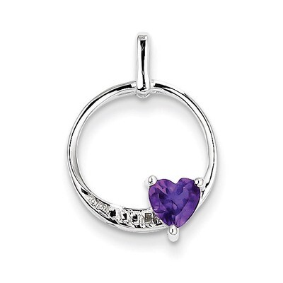 Amethyst Diamond Pendant Sterling Silver QP3137AM, MPN: QP3137AM, 883957436258
