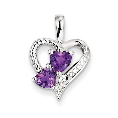 Amethyst Diamond Pendant Sterling Silver QP3138AM, MPN: QP3138AM, 883957436265