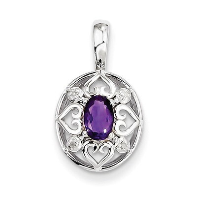 Amethyst Diamond Pendant Sterling Silver QP3132AM, MPN: QP3132AM, 883957402123