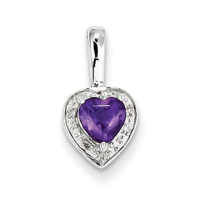 Amethyst Pendant Sterling Silver Diamond QP3084AM, MPN: QP3084AM, 883957401997