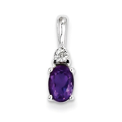Amethyst Pendant Diamond Sterling Silver QP3077AM, MPN: QP3077AM, 883957462059