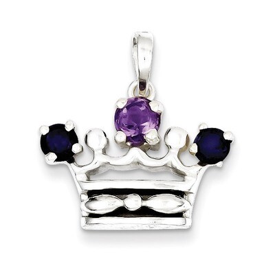 Amethyst &amp; Iolite Polished Crown Pendant Sterling Silver QP1966, MPN: QP1966, 883957568836