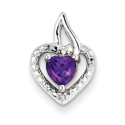 Amethyst Diamond Pendant Sterling Silver QP3127AM, MPN: QP3127AM, 883957490854