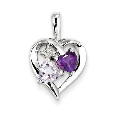 Amethyst &amp; Pink Amethyst &amp; Diamond Pendant Sterling Silver QP3139PQ, MPN: QP3139PQ, 883957481487