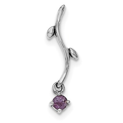 Amethyst Dangle Pendant Sterling Silver Rhodium-plated QP4537AM, MPN: QP4537AM,