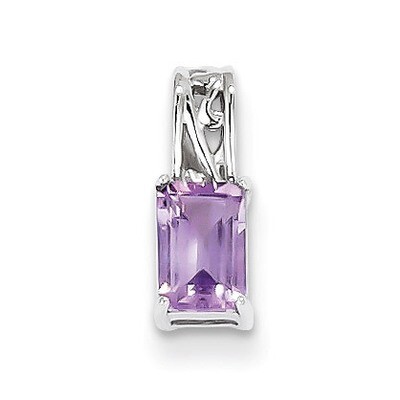 Amethyst Rectangle Pendant Sterling Silver Rhodium-plated QP2981AM, MPN: QP2981AM, 883957358260