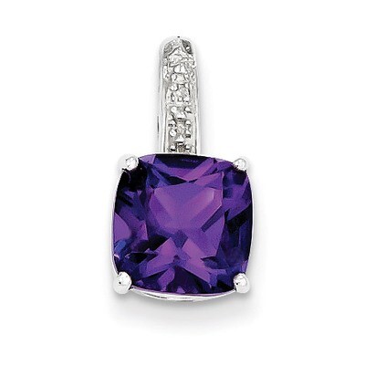 Amethyst &amp; Diamond Pendant Sterling Silver Rhodium QDX397, MPN: QDX397, 883957599014