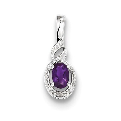 Amethyst &amp; Diamond February Pendant Sterling Silver QBPD18FEB, MPN: QBPD18FEB, 883957518619