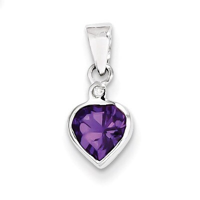 Amethyst Diamond Pendant Sterling Silver Rhodium QDX436, MPN: QDX436, 883957542652