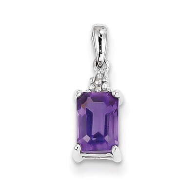 Amethyst &amp; Diamond Pendant Sterling Silver Rhodium QDX398, MPN: QDX398, 883957554952