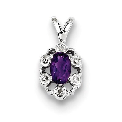 Amethyst &amp; Diamond February Pendant Sterling Silver QBPD22FEB, MPN: QBPD22FEB, 883957396767