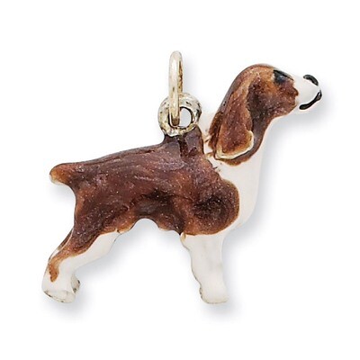 English Springer Spaniel Charm Sterling Silver Enameled QC6456, MPN: QC6456, 886774373805
