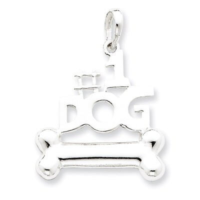 #1 Dog with Bone Pendant Sterling Silver QC6356, MPN: QC6356, 883957495927