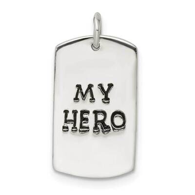 My Hero Dog Tag Pendant Sterling Silver Polished QC11013, MPN: QC11013,