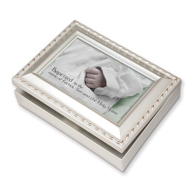 Champagne Silver Finish Baptism Music Box GM11577, MPN: GM11577, 633303101541