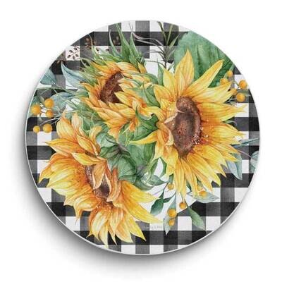 Sunflower Fields 16 inch Diameter Round Glass Counter Saver GM24391, MPN: GM24391, 608814200397