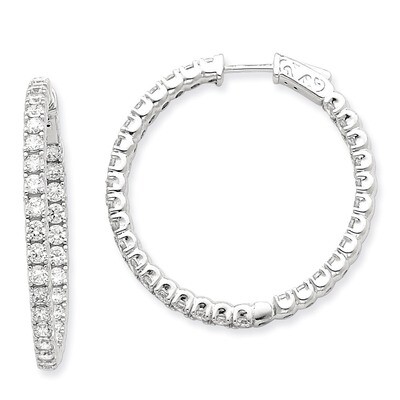 Diamond Round Hoop with Safety Clasp Earrings 14k White Gold XE2015WAA, MPN: XE2015WAA, 191101381348