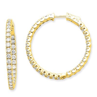 Diamond Round Hoop with Safety Clasp Earrings 14k Gold XE2015AA, MPN: XE2015AA, 191101381331