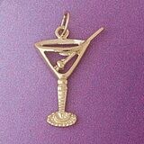 Dazzlers Jewelry Martini Glass Pendant Necklace Charm Bracelet in Yellow, White or Rose Gold 6942, …